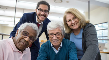 Group of seniors with agent